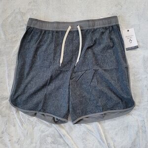 Original Penguin Mens Large Gray Stretch Training Shorts Elastic Waistband NEW